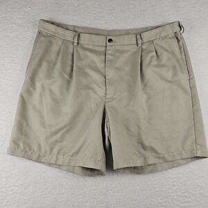 Haggar Mens Sz 42 Pleated Front Tan Golf Shorts Stretch Waist Comfort Quick‎ Dry